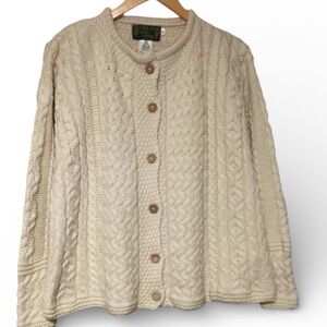 CALLAN Irish Cable Knit 100% Wool Cardigan